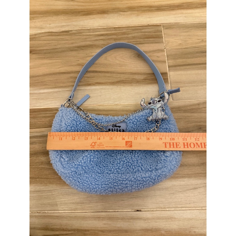 Disney Stitch Primark Blue Sherpa Fleece Chain Shoulder Bag Baguette Purse - Picture 6 of 8